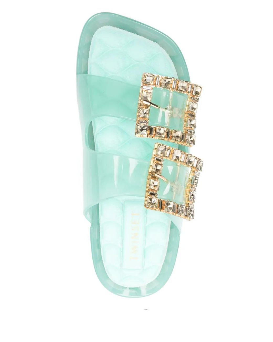 Twinset Green Jewel Buckles Slides
