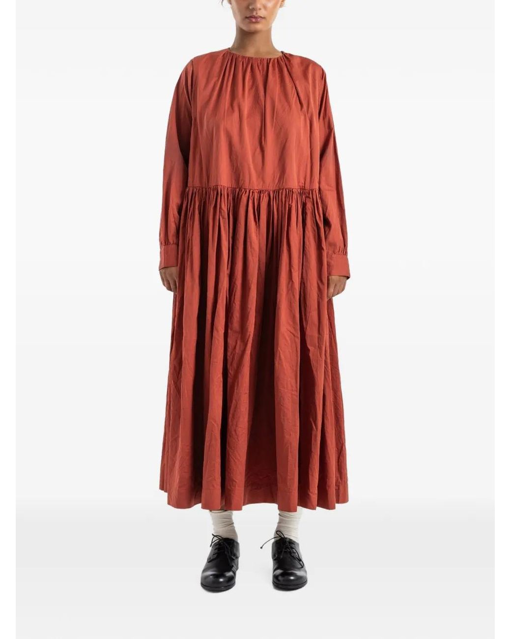 Casey Casey Red Pomme Rouche Midi Dress
