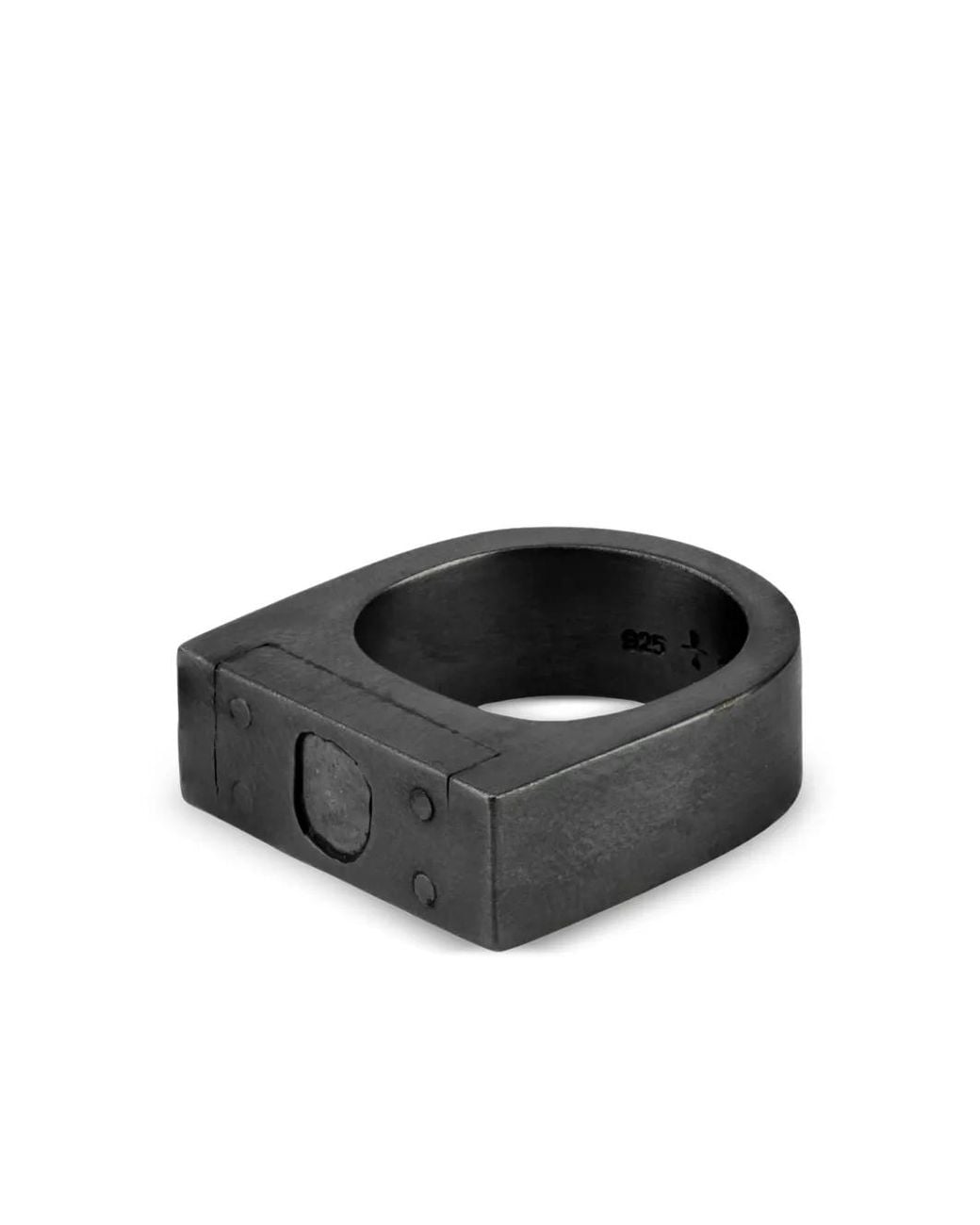 Parts Of 4 Black Plate Single Diamond-Slab Ring