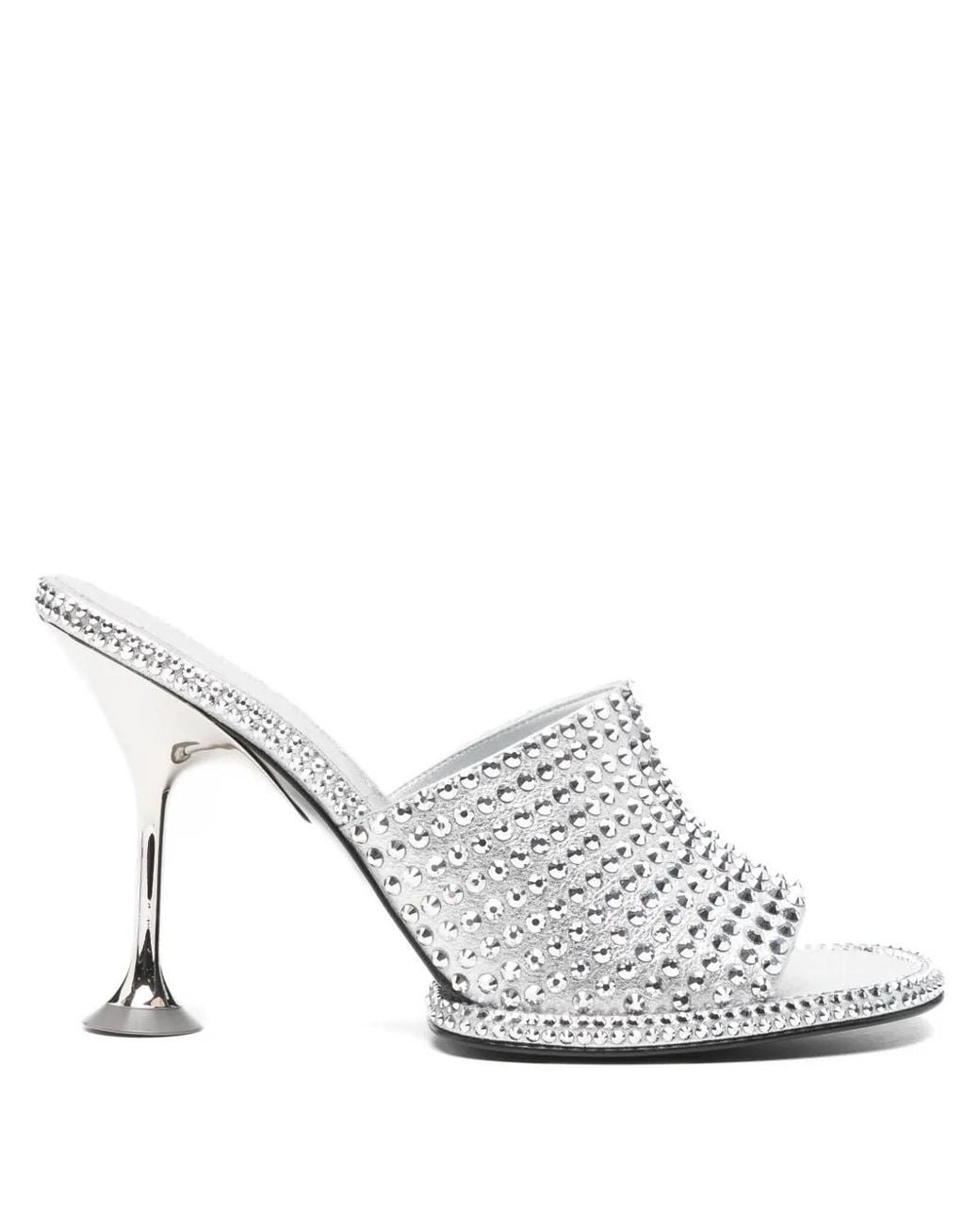 Sergio Rossi White Embellished Heeled Sandals