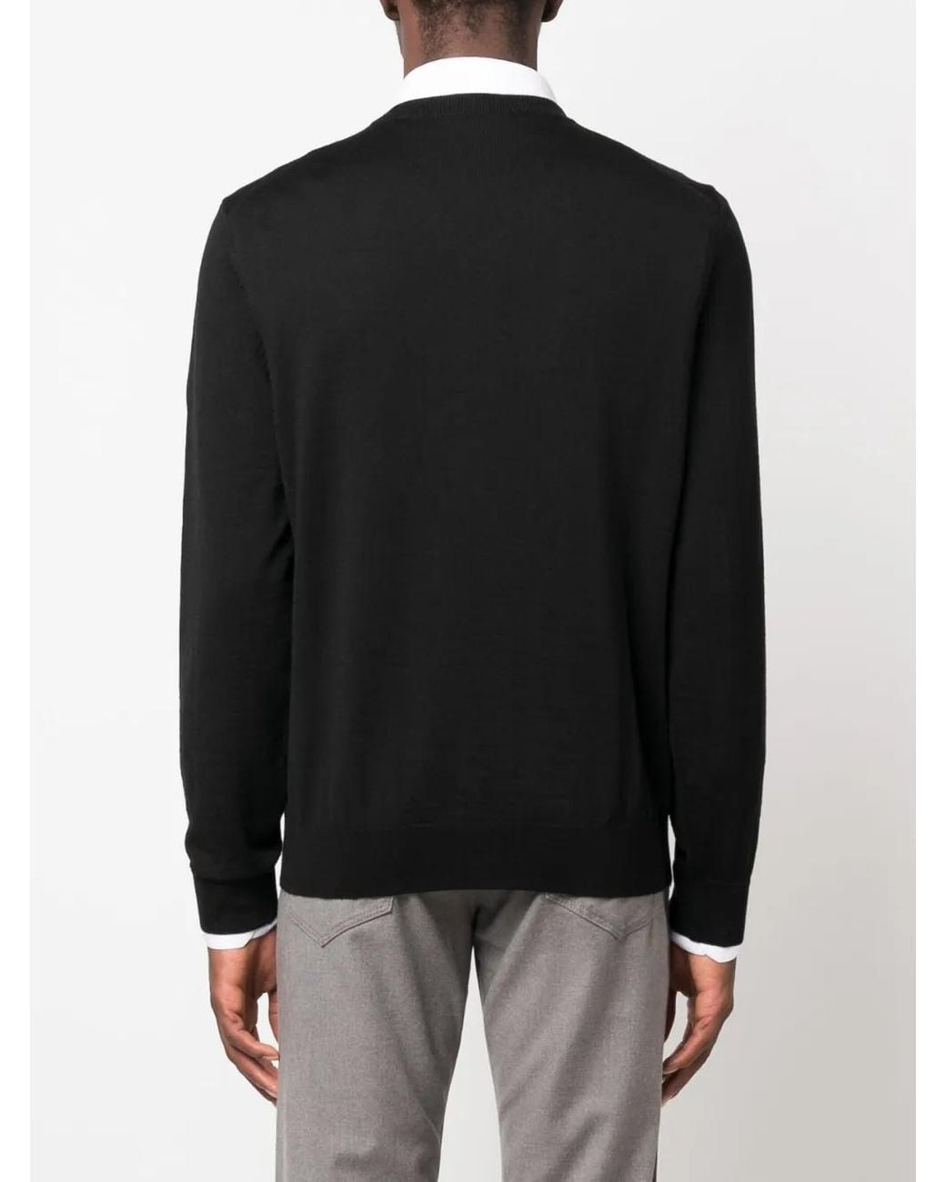 Boss Black Embroidered-Logo V-Neck Jumper for men
