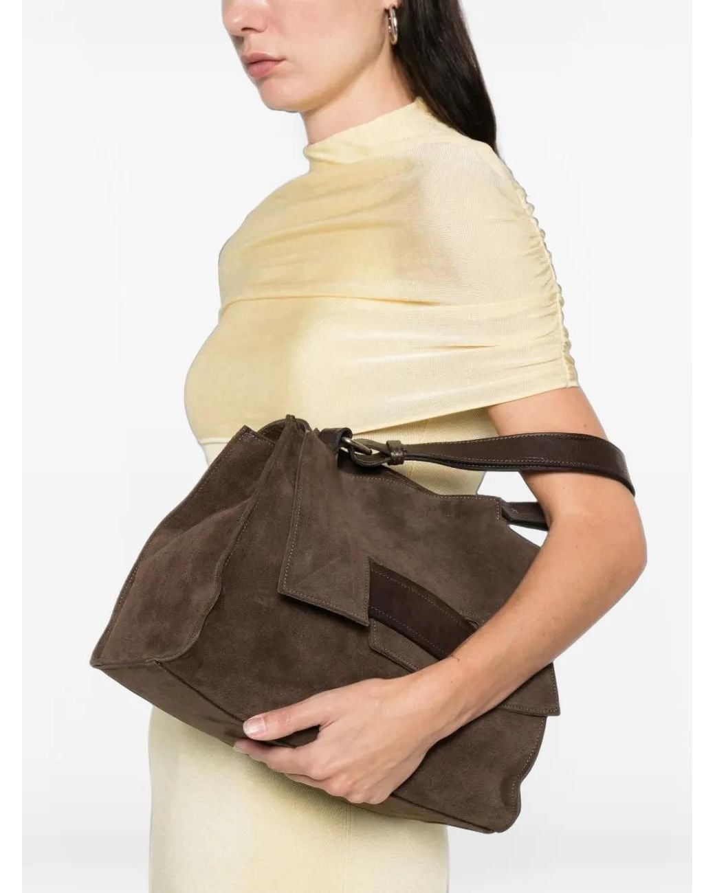 SOMMET Natural Small My Way Suede Shoulder Bag