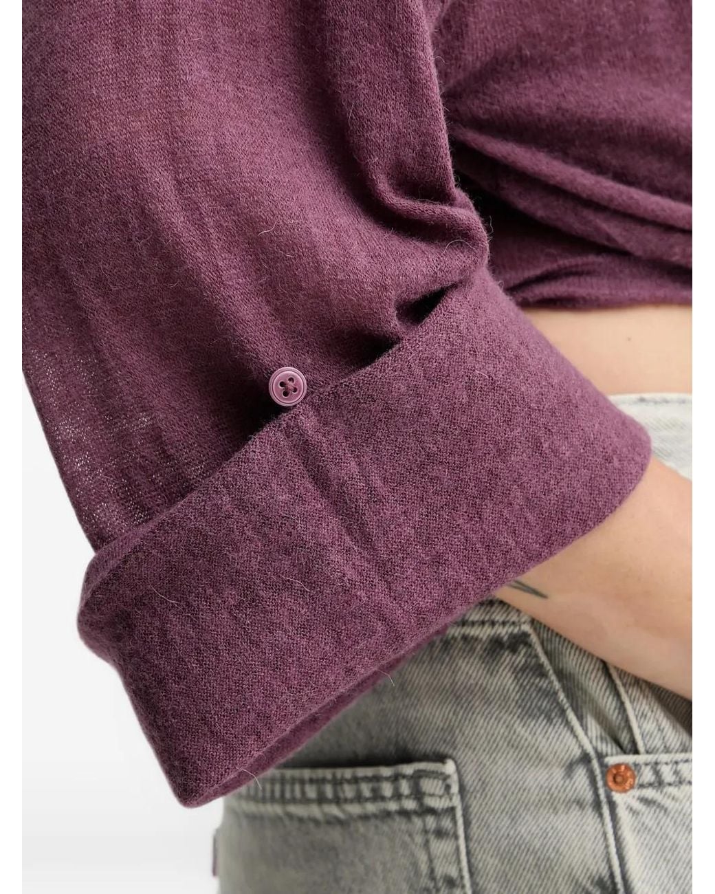 Benetton Purple Tie Detail Long-Sleeve Sweater