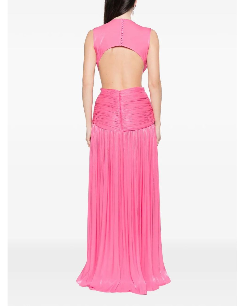Costarellos Pink Silla Cutout-Detail V-Neck Maxi Dress