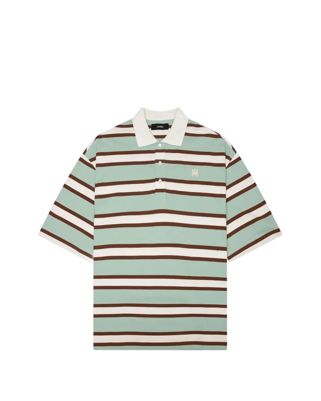 Amiri Gray Striped Embroidered-Logo Polo Shirt for men