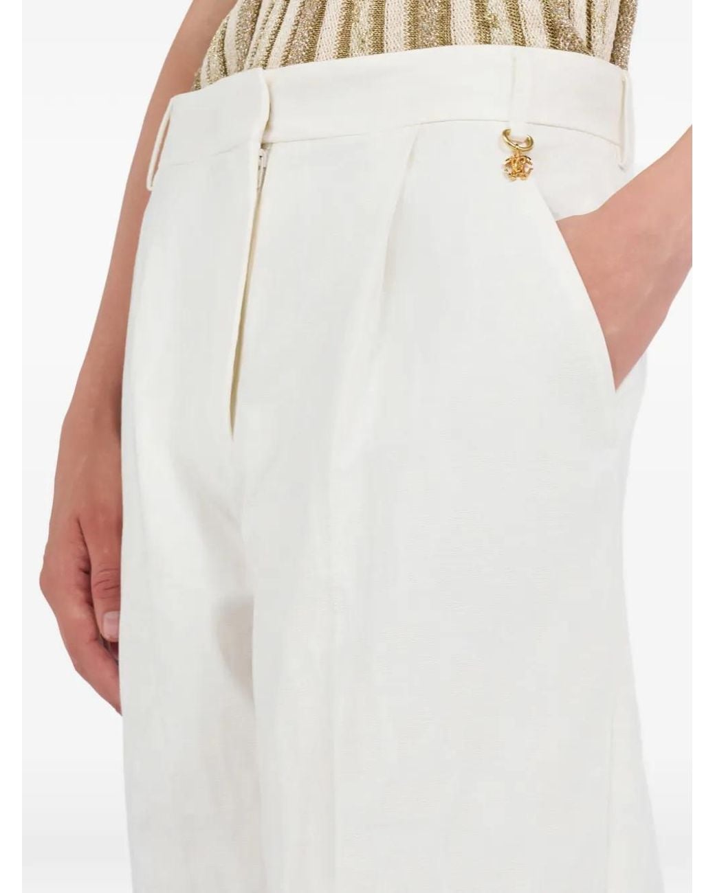 Roberto Cavalli White Pleated Trousers