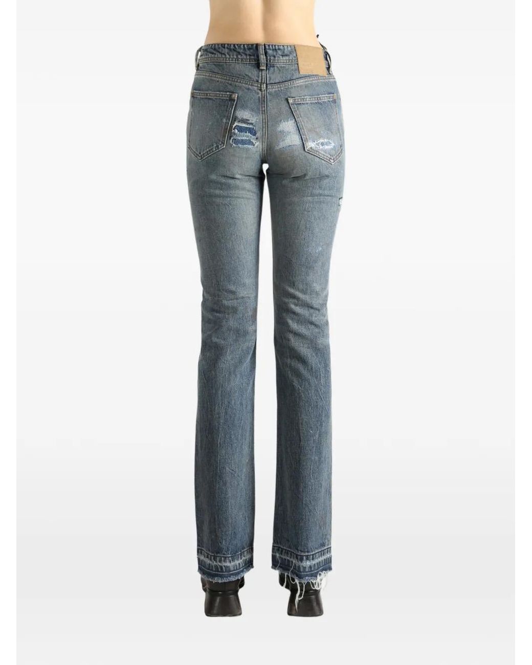 Enfants Riches Deprimes Gray Logo-Patch Distressed Denim Jeans