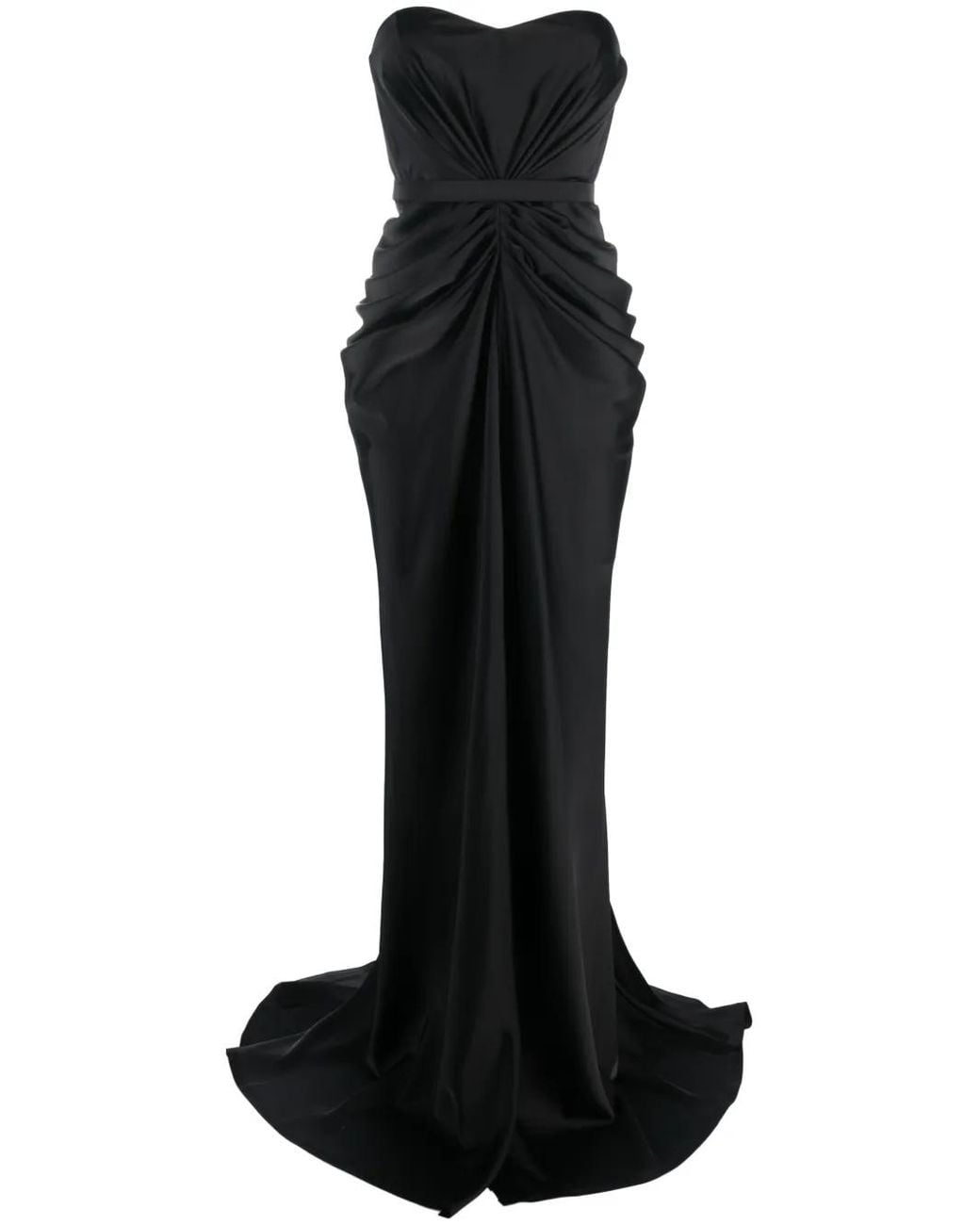 Ana Radu Black Strapless Draped Maxi Dress