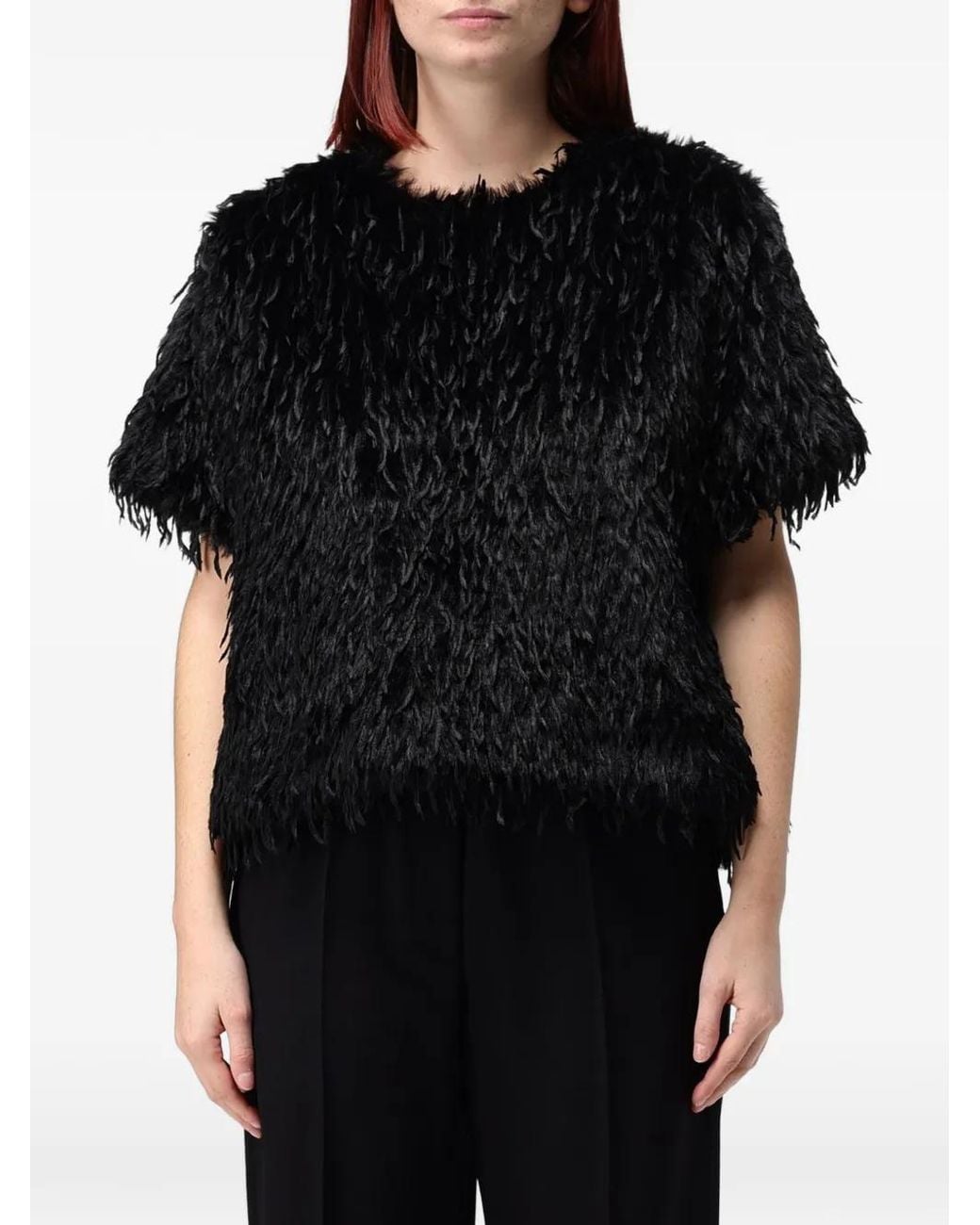 Ter Et Bantine Black Pull Frangé À Manches Courtes
