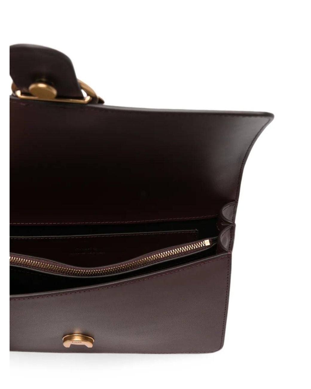 Pinko Brown Small Love One Classic Studded Shoulder Bag