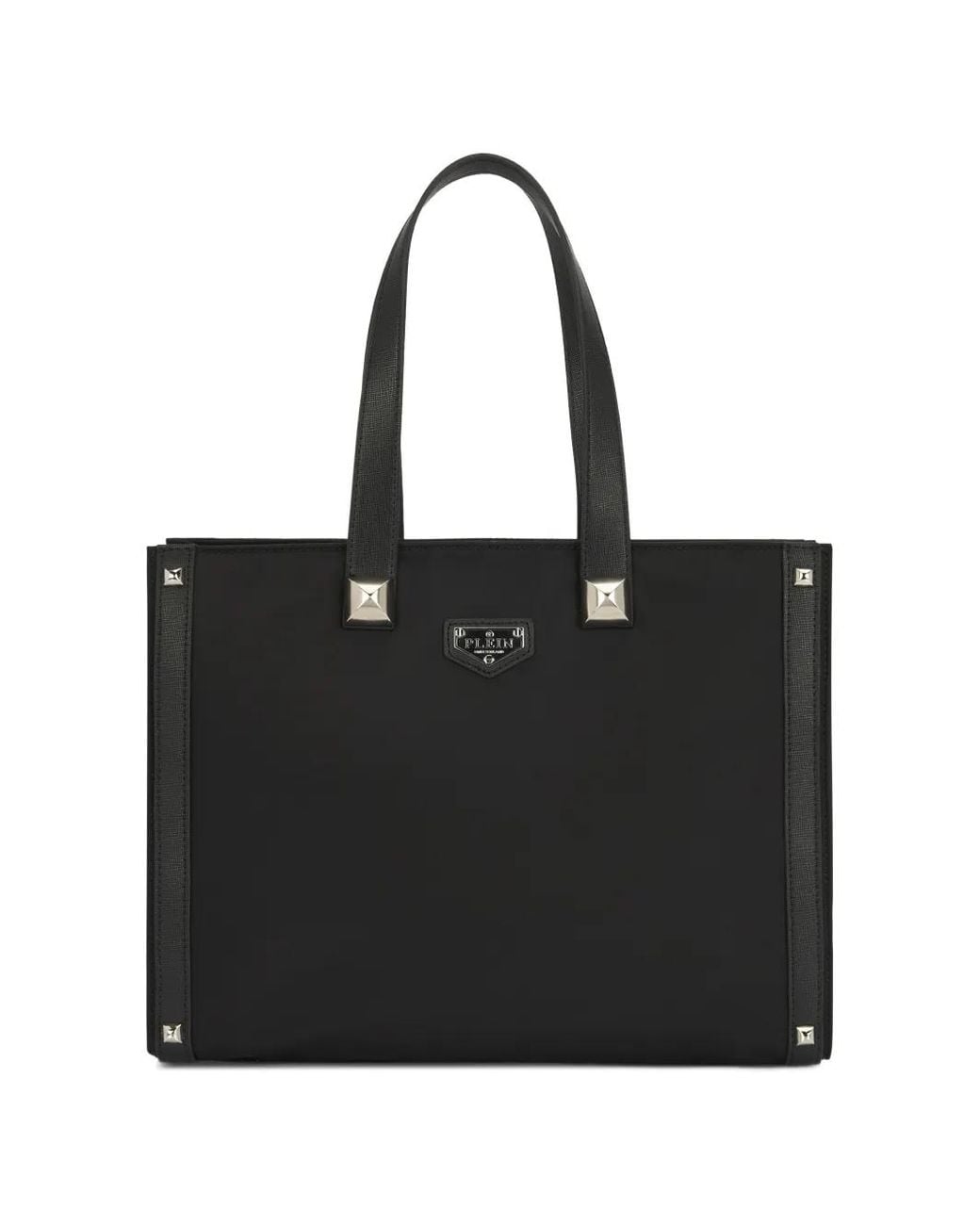 Philipp Plein Black Nylon Tote Bag Studs