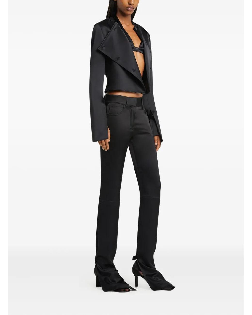 Courreges Black Satin Bootcut Pants