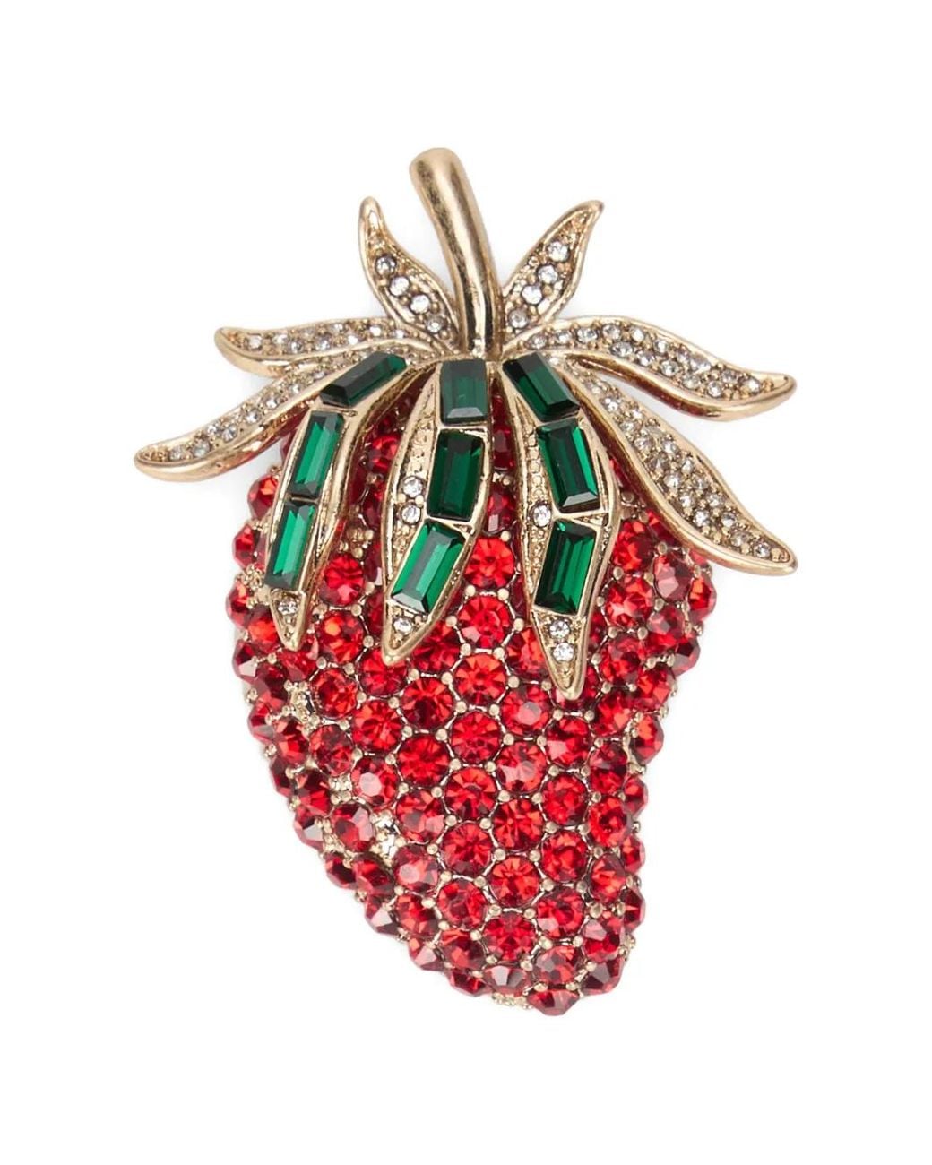 Weekend by Maxmara Red Crystal-Embellished Strawberry Brooch