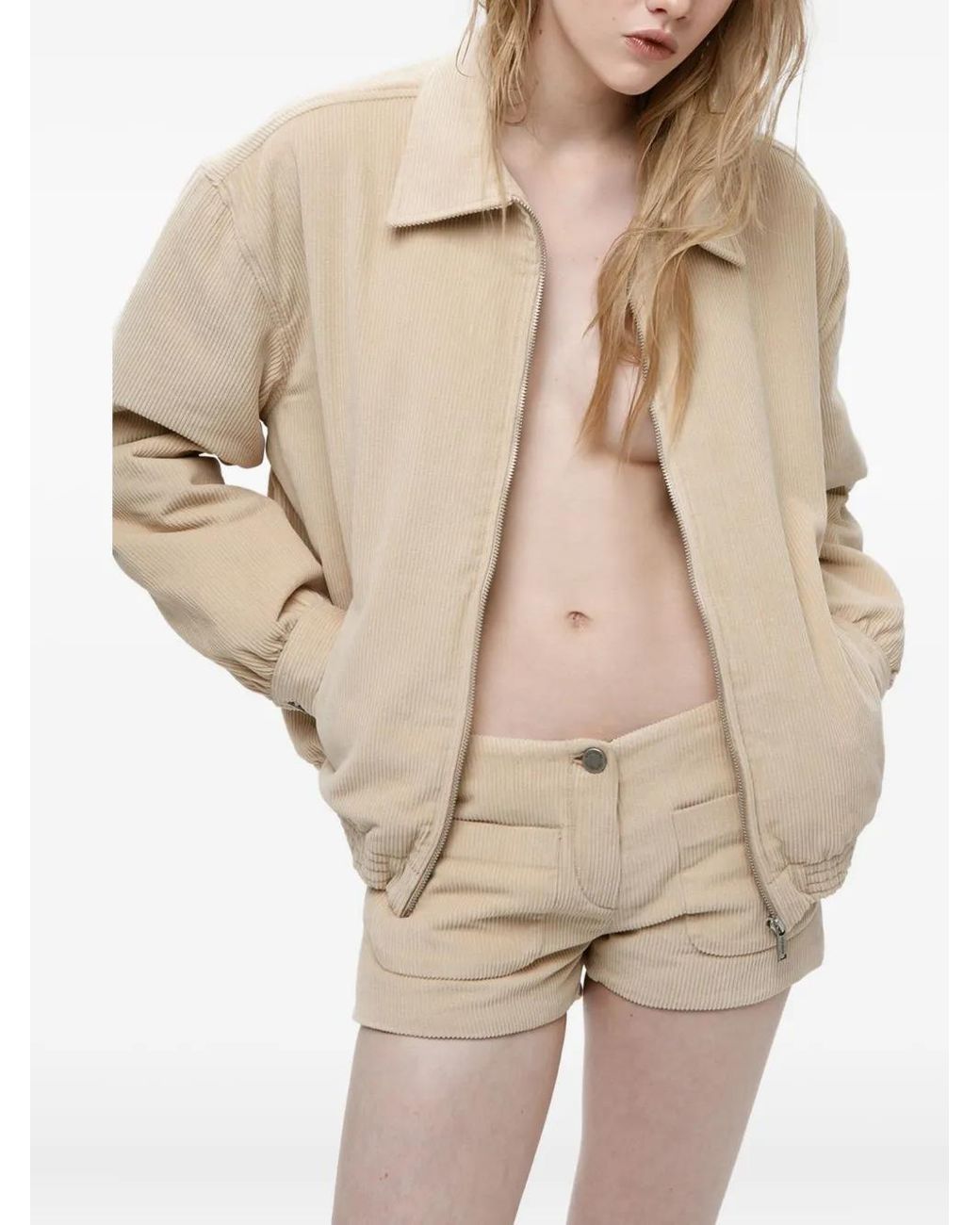 Mainless Natural Corduroy Zip-Up Jacket