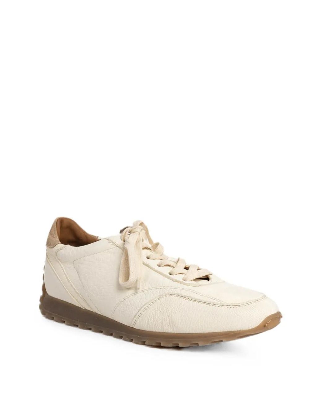 Eleventy White Leather Suede-Panel Sneakers