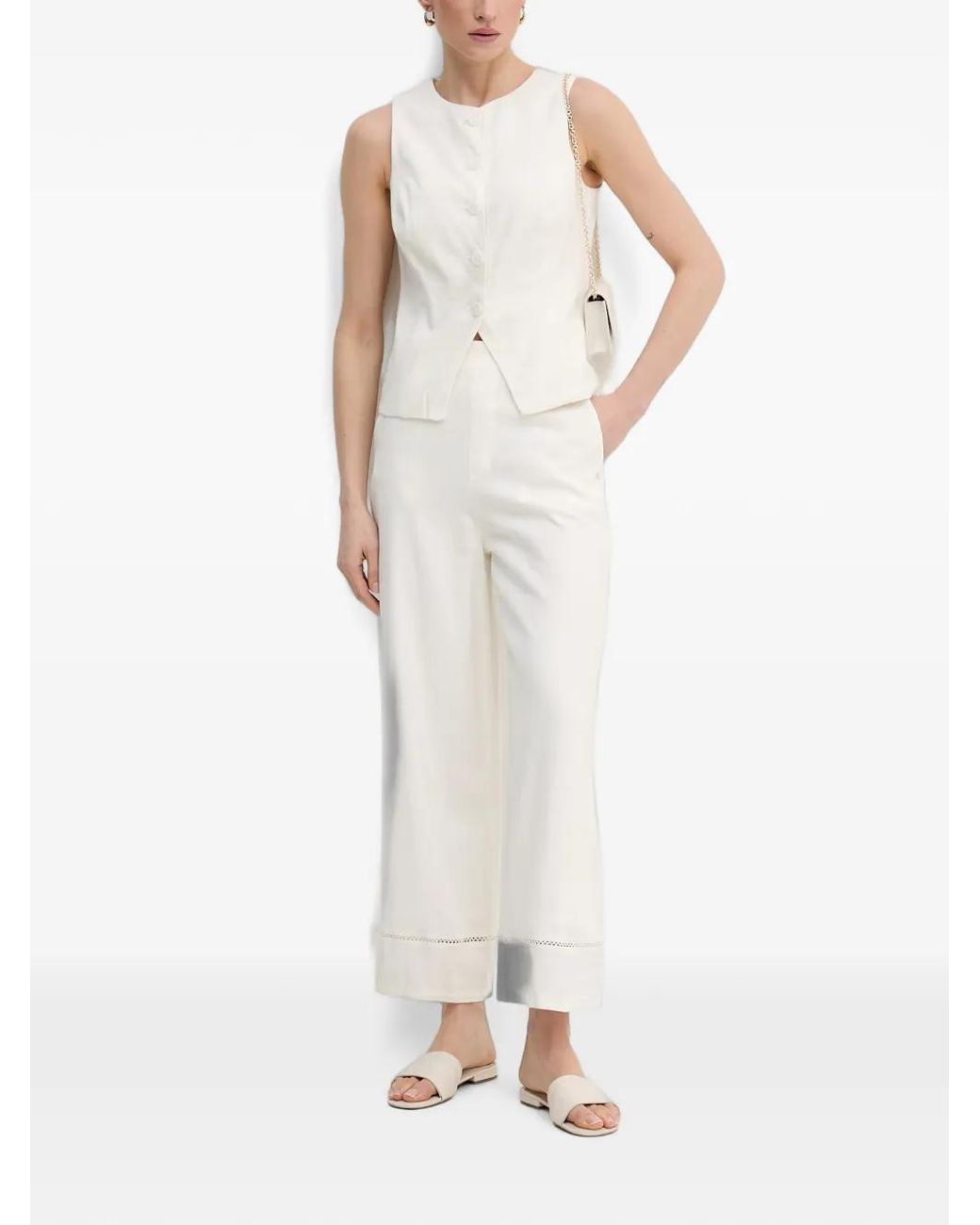 DKNY White Sleeveless Blouse