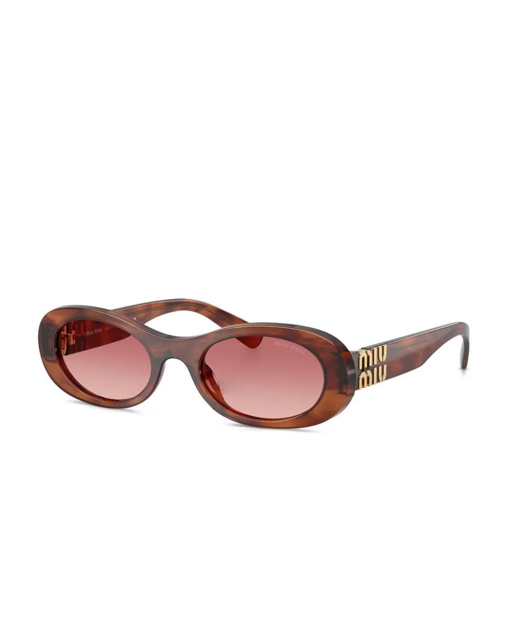 Miu Miu Pink Tortoiseshell-Pattern Oval-Frame Sunglasses