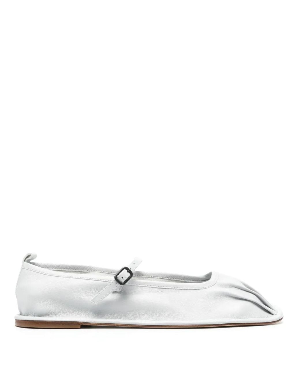 Hereu White Dansa Leather Ballerina Shoes