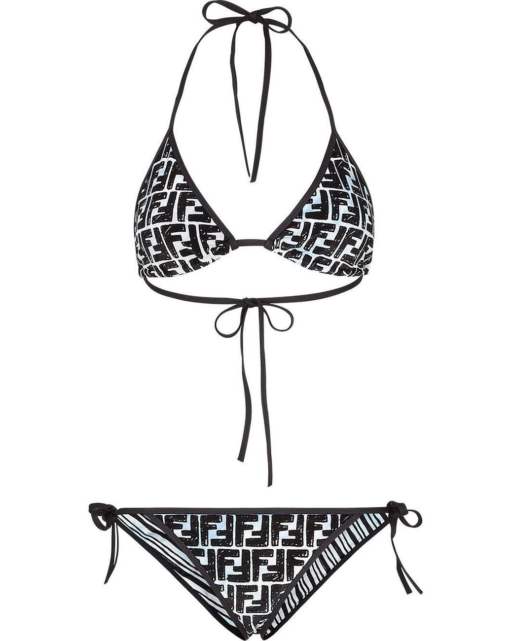 Fendi Roma Joshua Vides Logo Print Bikini in Black | Lyst