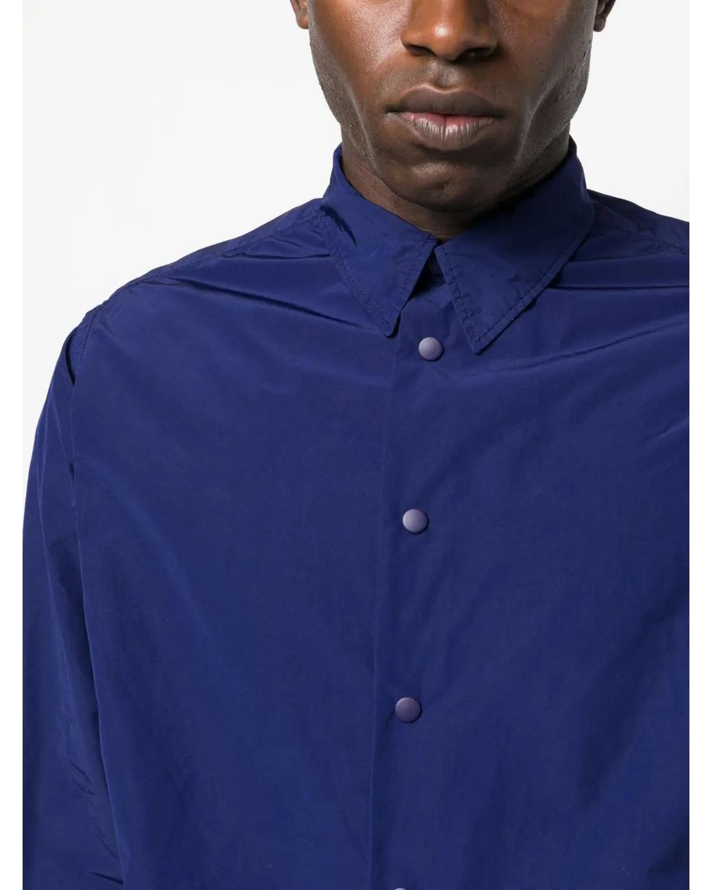 Aspesi Blue Straight-Point Collar Shirt for men