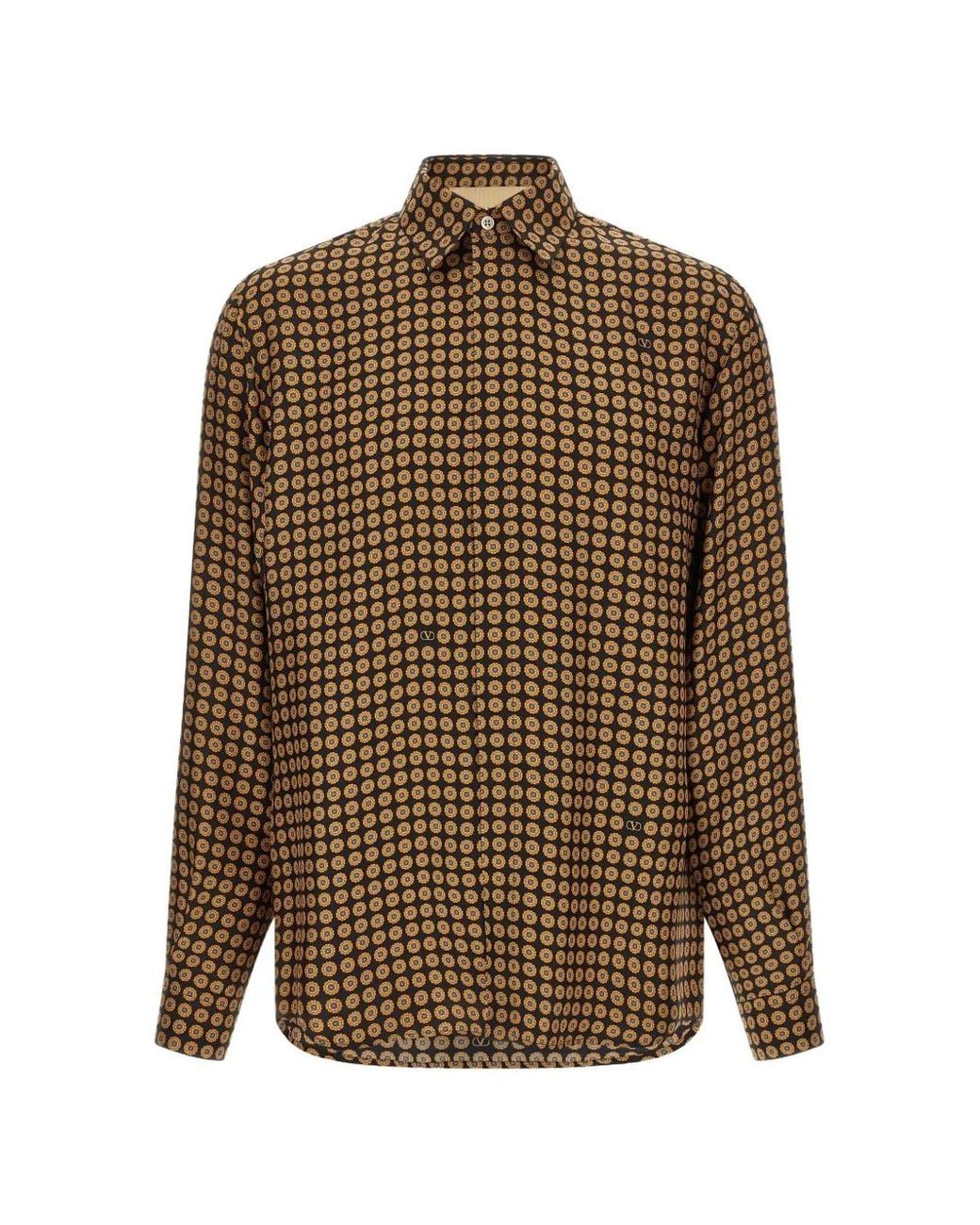 Valentino Garavani Brown Chamber-Print Silk Shirt for men