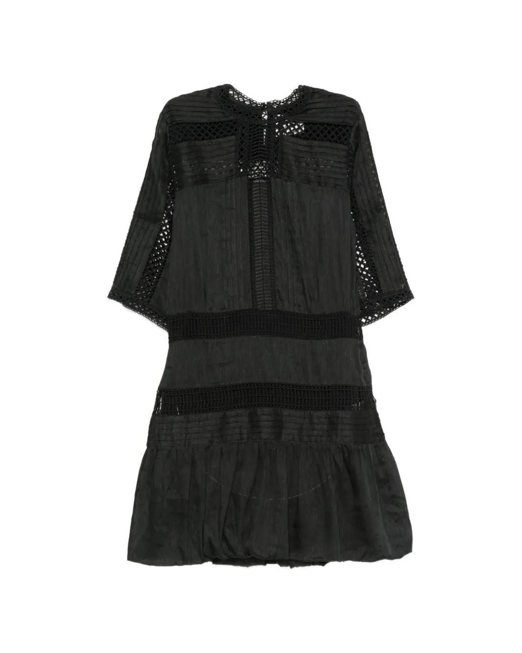 Isabel Marant Black Robe Courte Paige En Dentelle