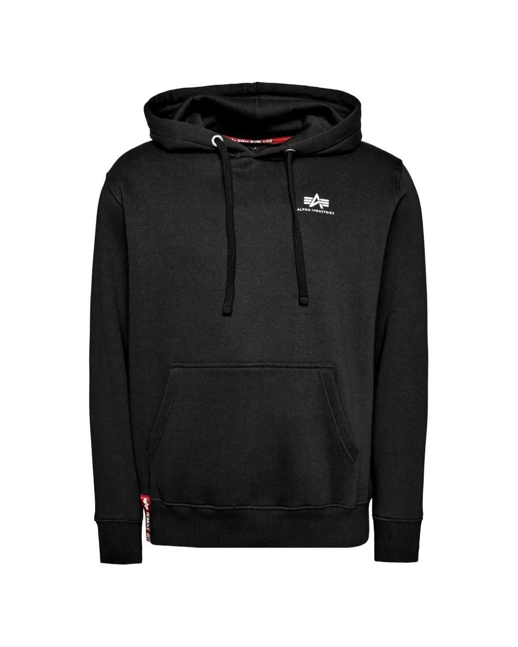 Alpha Industries Black Logo-Print Drawstring Hoodie for men