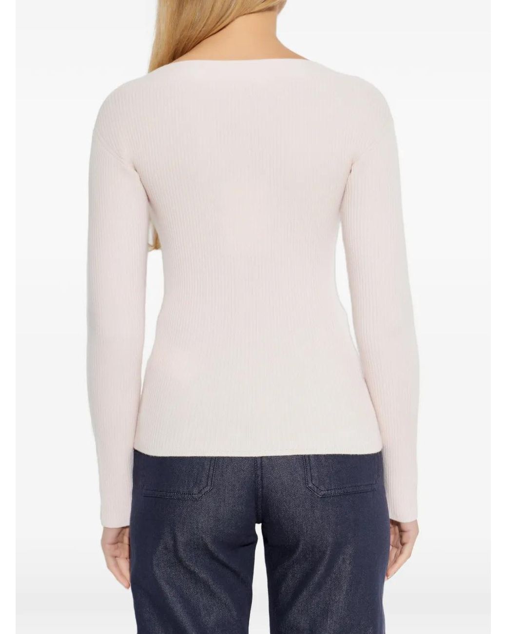 Max Mara White Cardigan À Col V