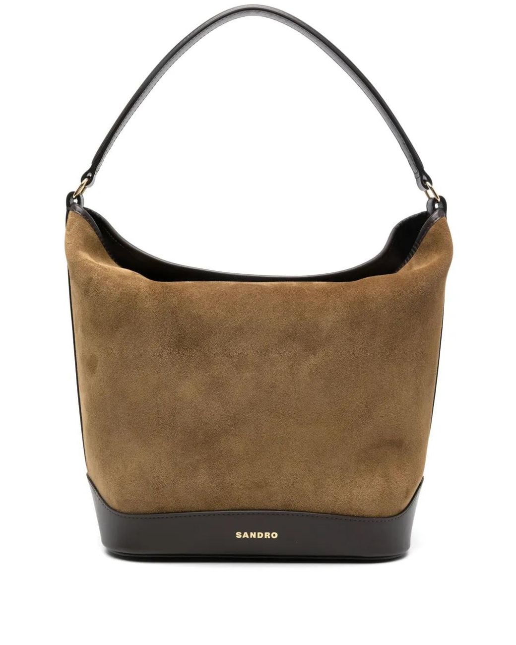 Sandro Brown Suede And Leather Bucket Bag