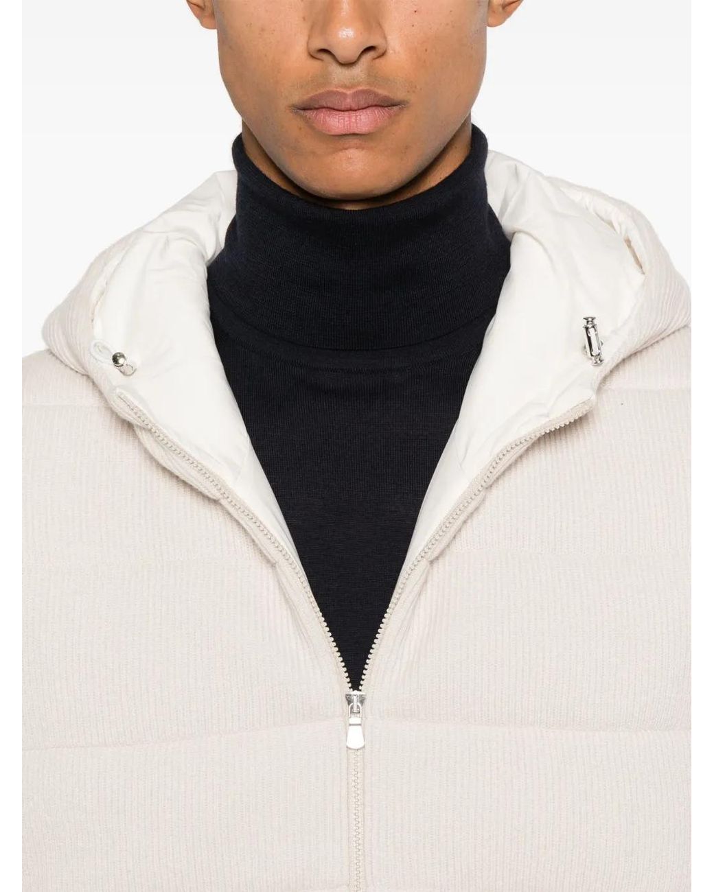 D4.0 White Ribbed-Knit Gilet for men