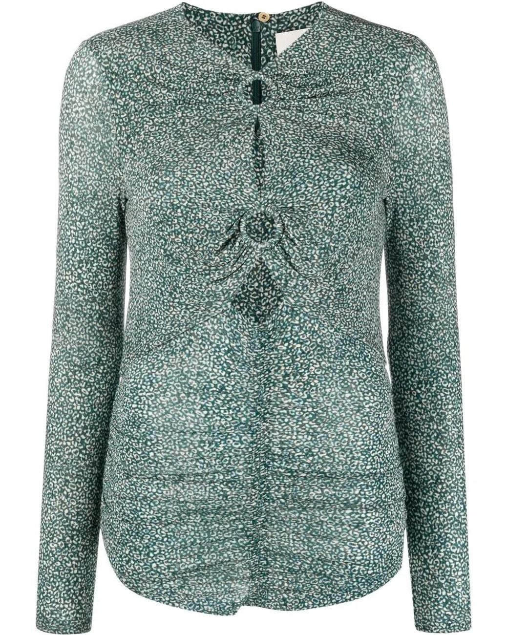 Isabel Marant Green Joneli Animal-Print Top