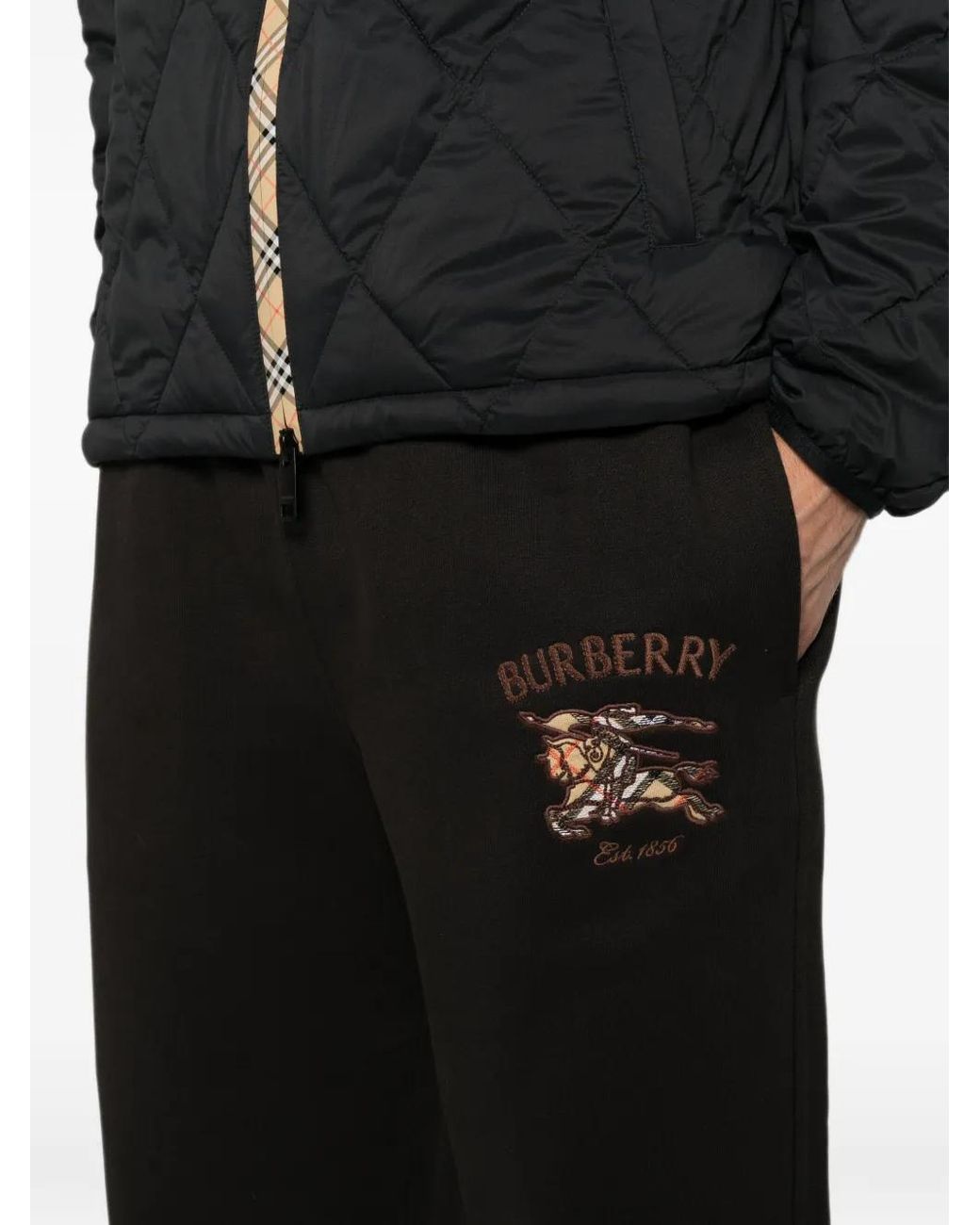 Burberry Black Logo-Embroidered Track Pants for men