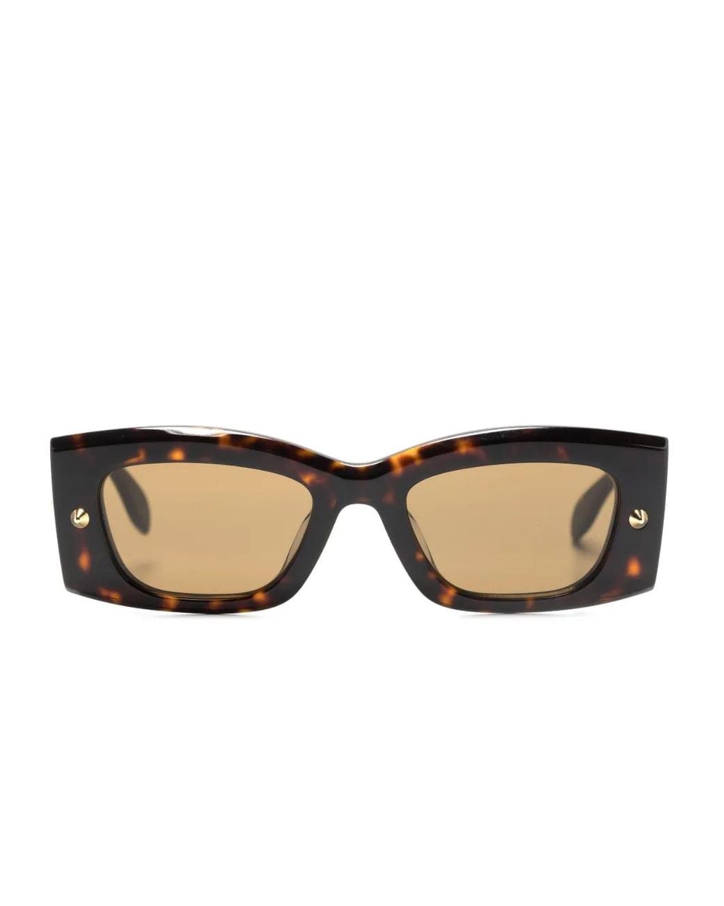 McQueen Natural Spike Studs Rectangular-Frame Sunglasses