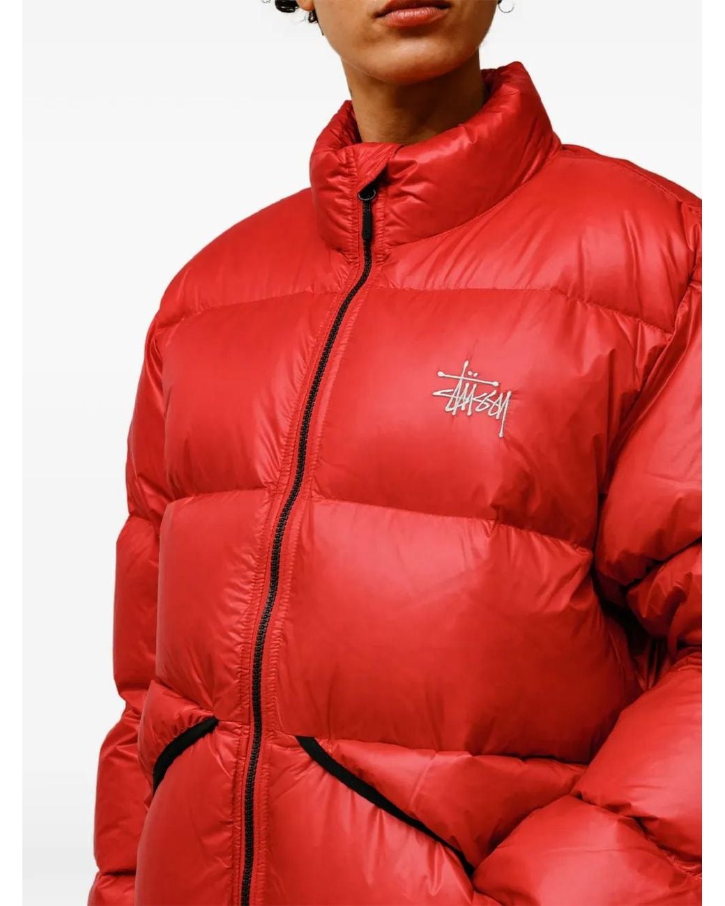 Stussy Red Doudoune À Bande Logo