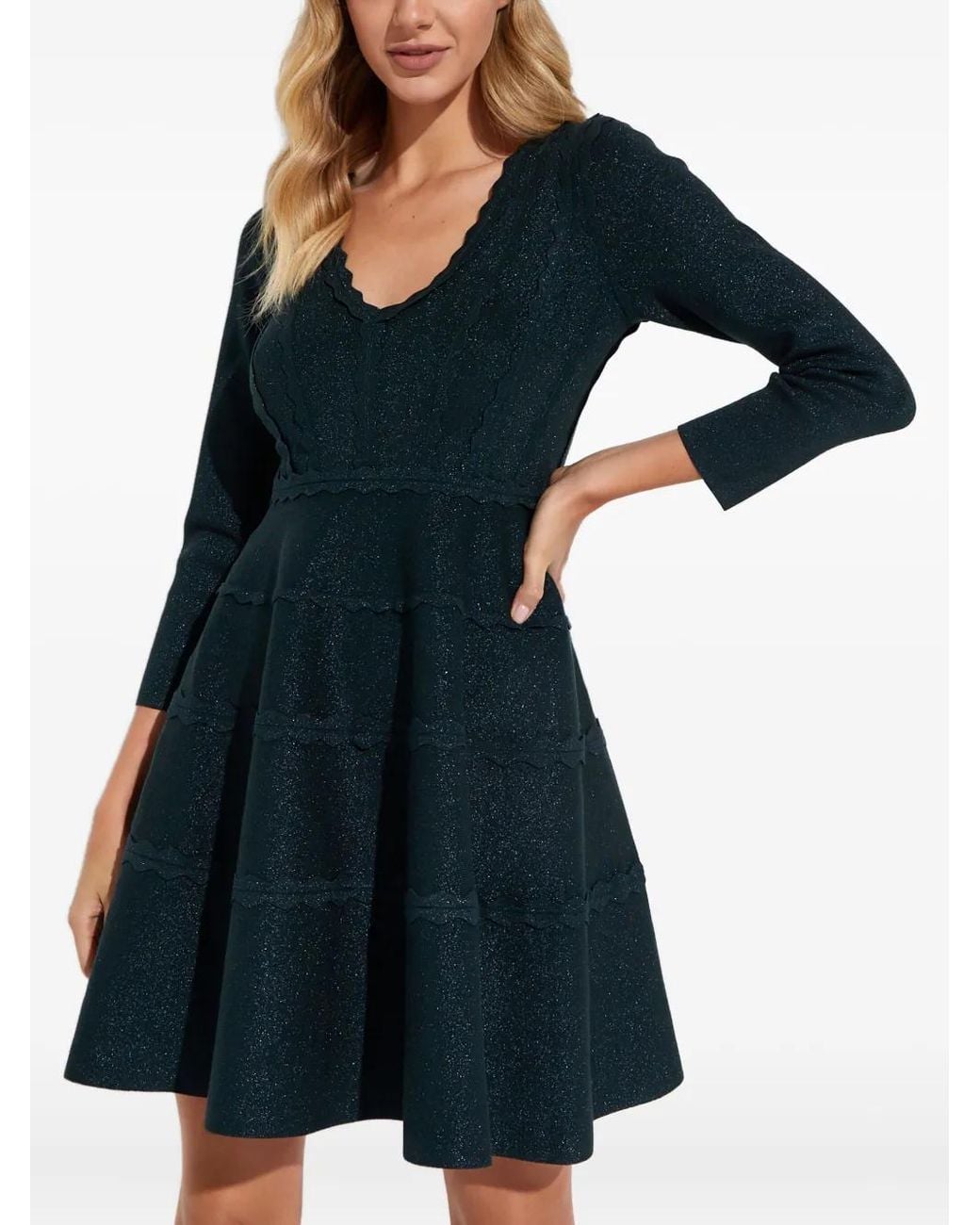Needle & Thread Mini-Jurk Met V-Hals in het Blue