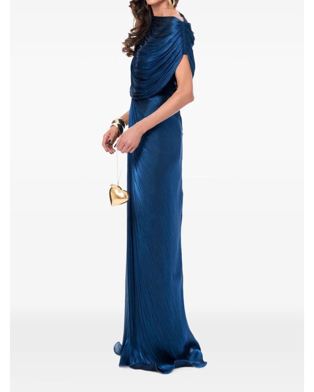 Ana Radu Blue Draped Column Gown