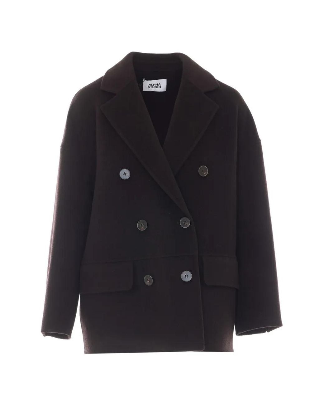 Alpha Studio Blue Double-Breasted Coat