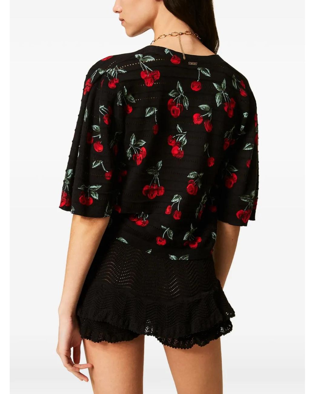 Twinset Black Cherry Print Cardigan