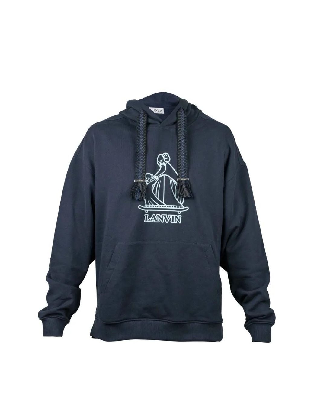 Lanvin Blue Curb Logo-Print Hoodie for men