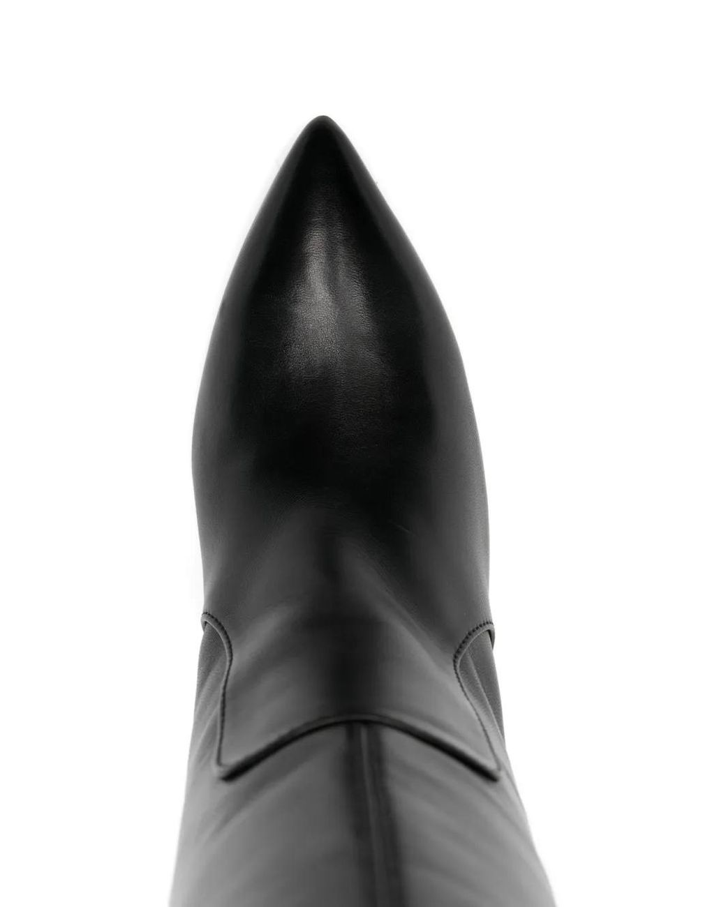 Via Roma 15 Black Pointed-Toe V-Logo Boots