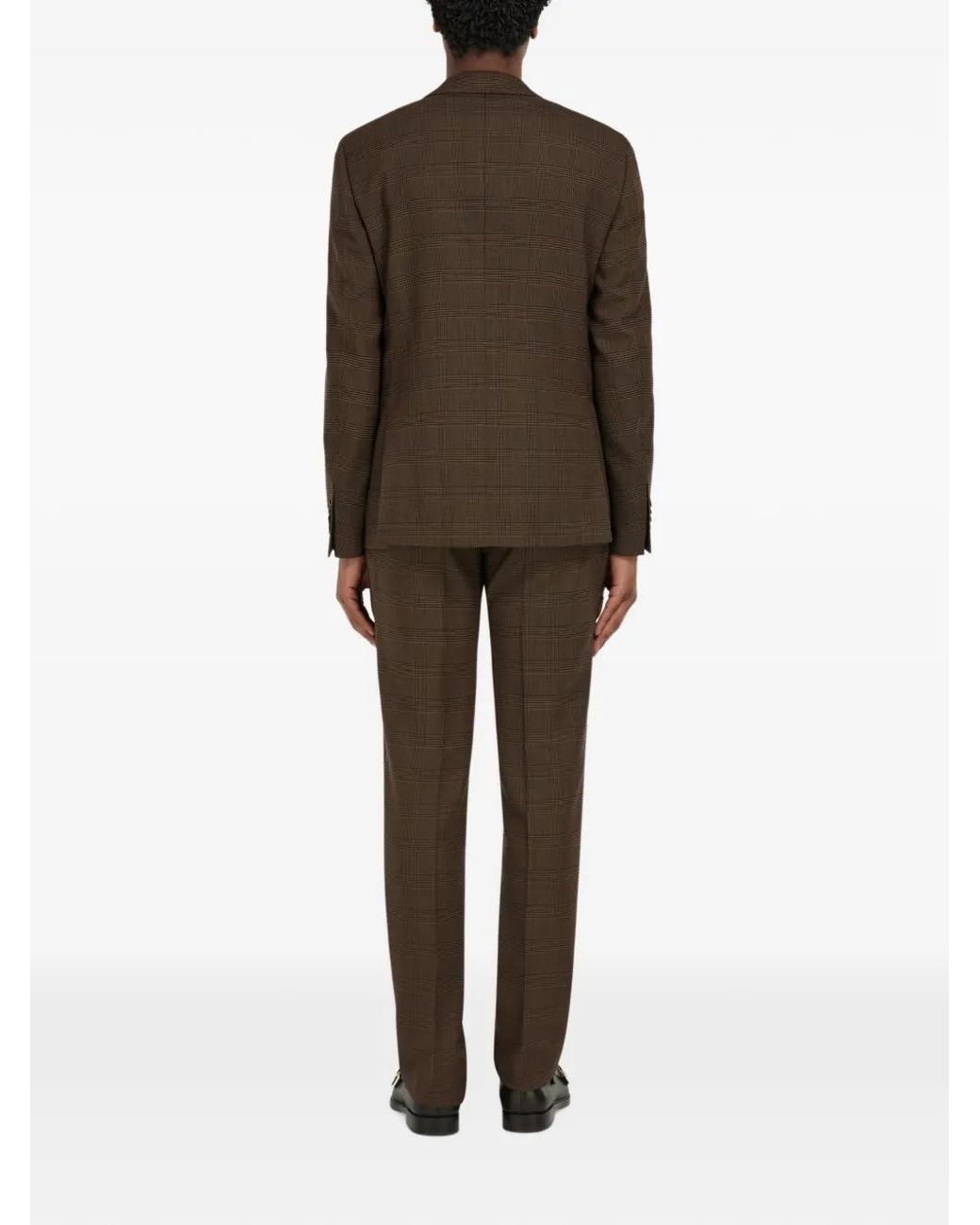 Ferragamo Brown Prince Of Wales Check Suit for men