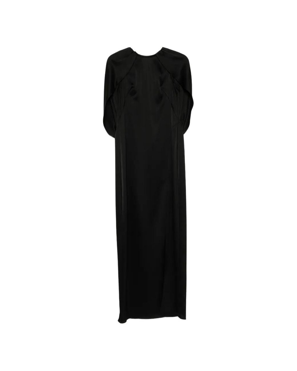 Amsale Black Column Cape Maxi Dress