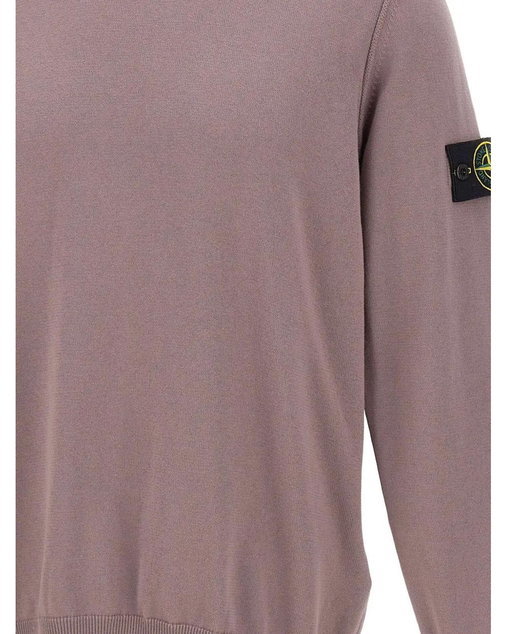 Stone Island Purple Logo Crew-Neck Sweatshirt for men