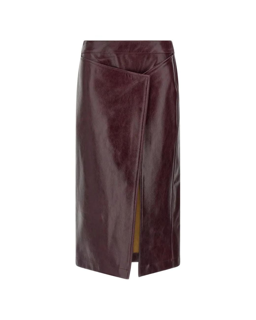 ARMARIUM Purple Ember Asymmetric Leather Midi Skirt