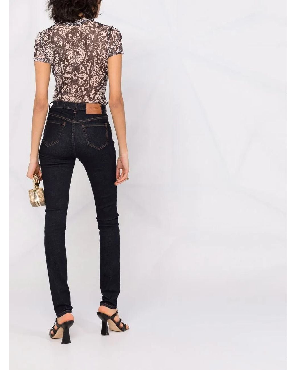 Philipp Plein Blue High-Waisted Skinny Jeans