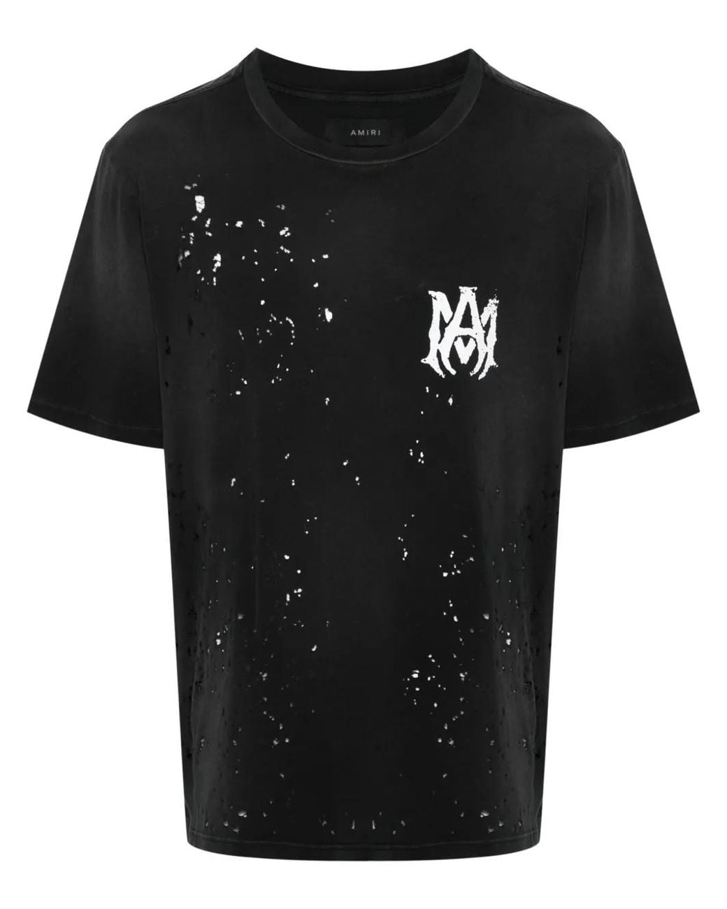 Amiri Black Ma-print Distressed T-shirt for men