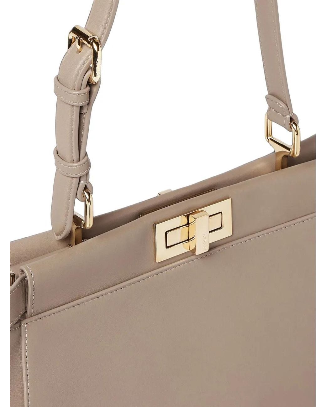 Fendi Natural Medium My Peekaboo Leather Handbag