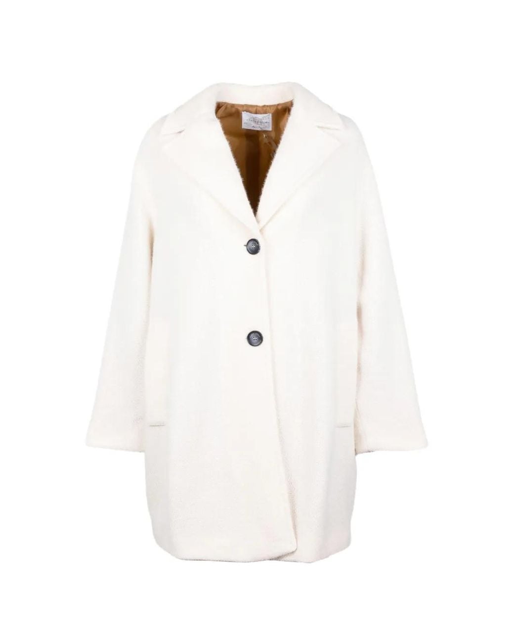 Vicario Cinque White Textured Single-Breasted Coat