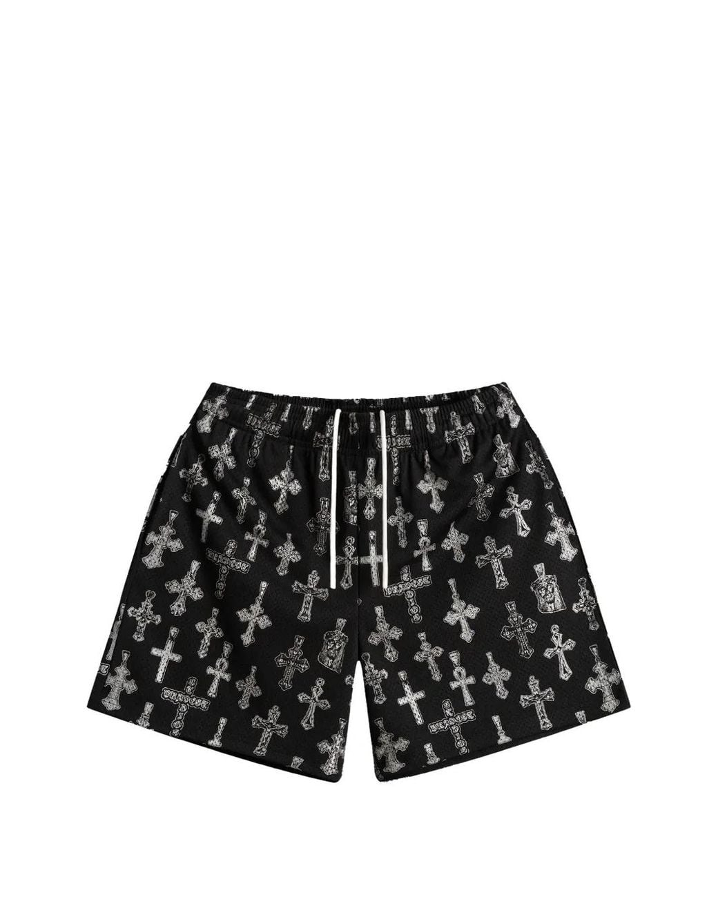 Bravest Studios Black Saint Cross-Printed Track Shorts for men