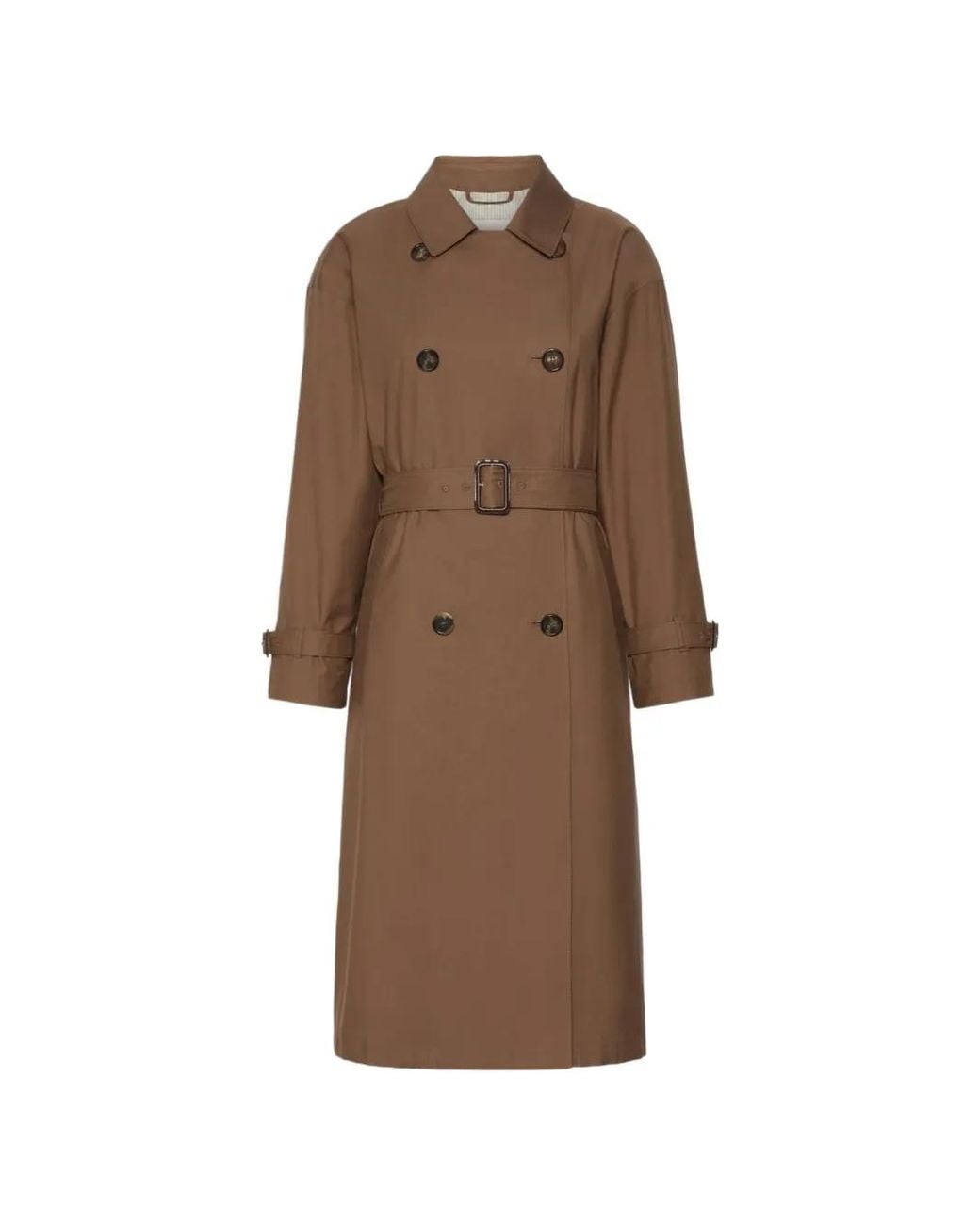 Max Mara Brown Trench Ceinturé À Boutonnière Croisée